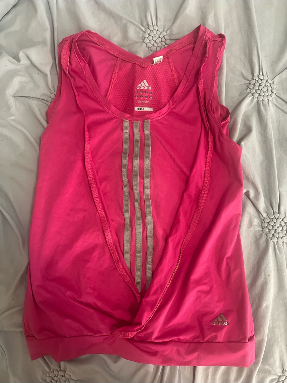 adidas Pink Women’s Athletic Tank with Silver Stripes